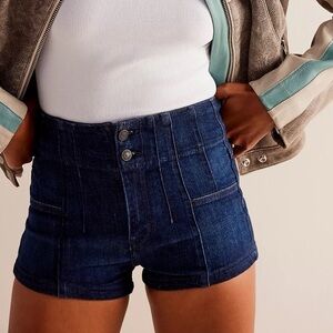 NWT Free People Jayde High Rise Denim Jean Shorts Micro We The Free Dark Blue